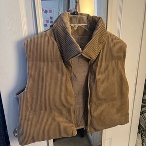 Tan corduroy crop vest. Size large, great condition never worn, non smoking home